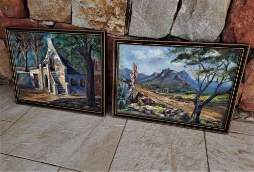STUNNING PAIR OF GILT FRAMED ORIGINAL OIL ON CANVAS PAINTINGS *SIGNED*