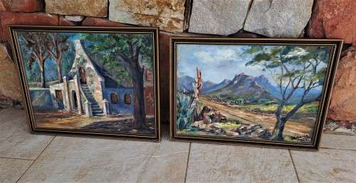 STUNNING PAIR OF GILT FRAMED ORIGINAL OIL ON CANVAS PAINTINGS *SIGNED*