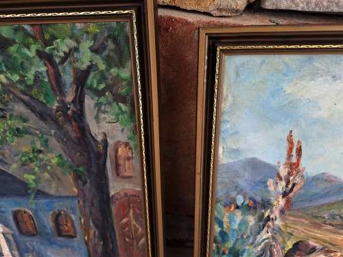 STUNNING PAIR OF GILT FRAMED ORIGINAL OIL ON CANVAS PAINTINGS *SIGNED*