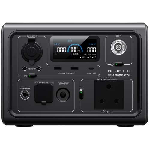 BLUETTI EB3A 600W 268Wh Portable Power Station LiFePO4 Battery Solar Generator - SA Plug