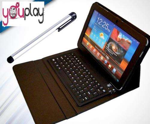 Galaxy TAB 2/ IPAD 2,3,4 Leather Case with Bluetooth Keyboard + Free Stylus+USB Light * 5 On Auction