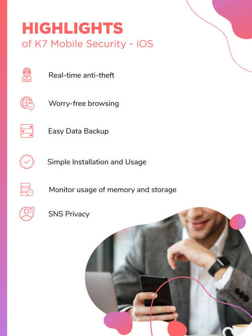 K7 Mobile Security for IOS Software 2021 for iPhone,iPads|1 User,1 Year-Email Delivery
