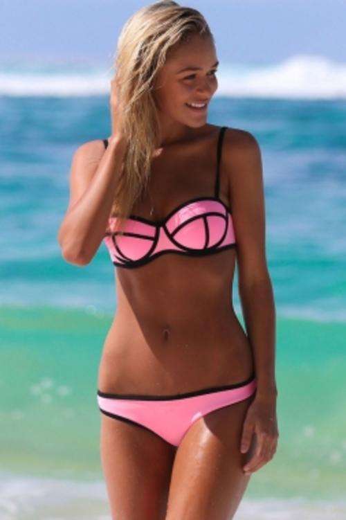 ***IN STOCK ** PINK  BOLD LINE BIKINI - CHOICE OF 3 SIZES