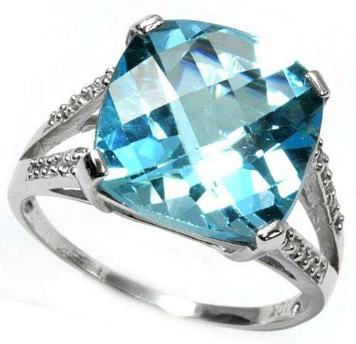9k White Gold 5ct Blue Topaz &Diamond Ring(Local Seller)