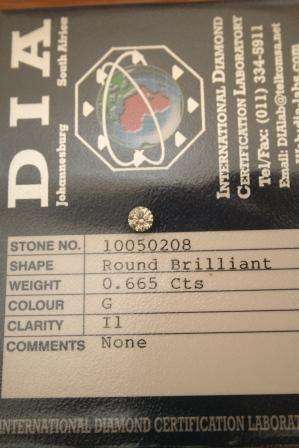 ***** 0.665ct Round Brilliant Cut DIA CERTIFIED DIAMOND ****** No Reserve.