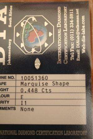 ***** 0.448ct Marquise Shape DIA CERTIFIED DIAMOND ****** No Reserve.