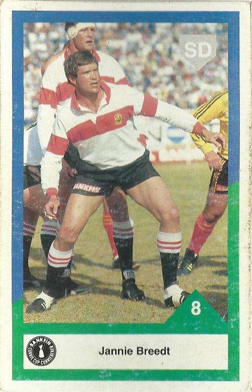 1992 Currie Cup Rugby Trading Card Jannie Breedt