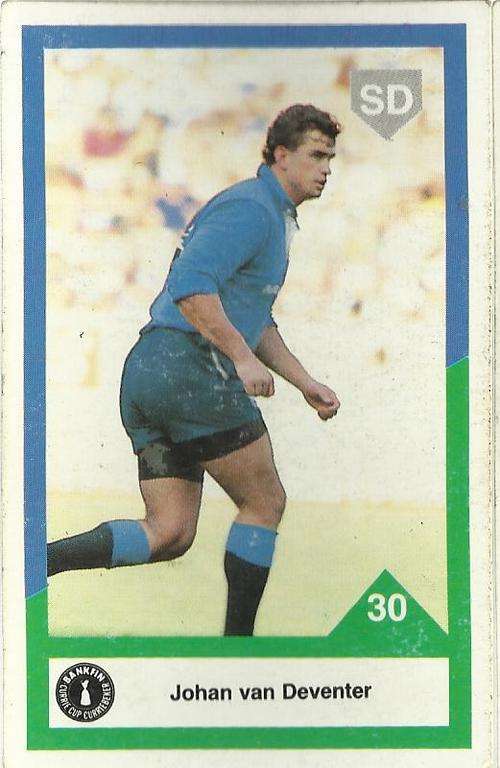 1992 Currie Cup Rugby Trading Card Johan van Deventer