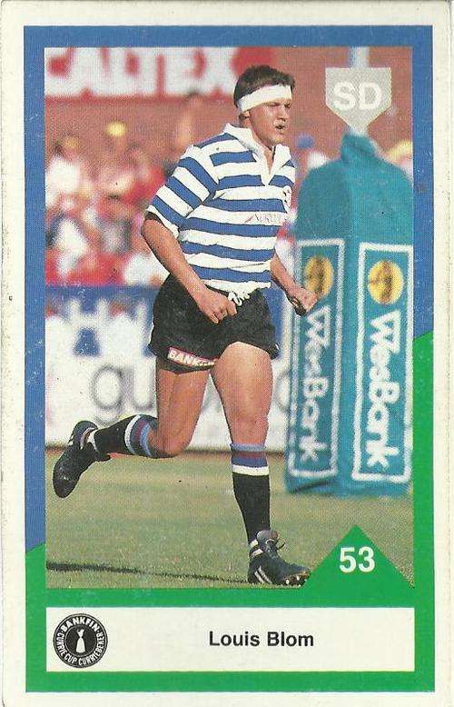 1992 Currie Cup Rugby Trading Card Louis Blom