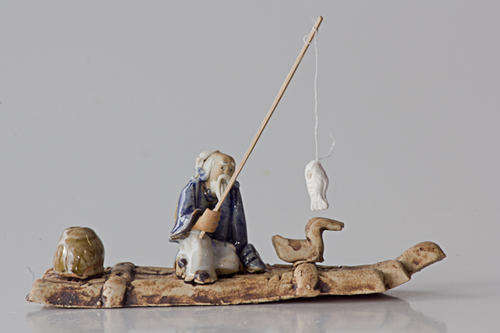 Chinese Mudmen,10x2.6x3.8cm, canoe fisherman