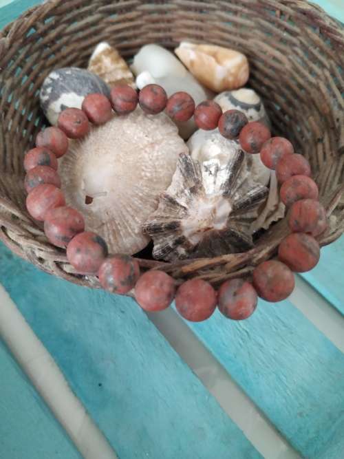 Matt Red Sesame Jasper Gemstone Bracelet - 8mm
