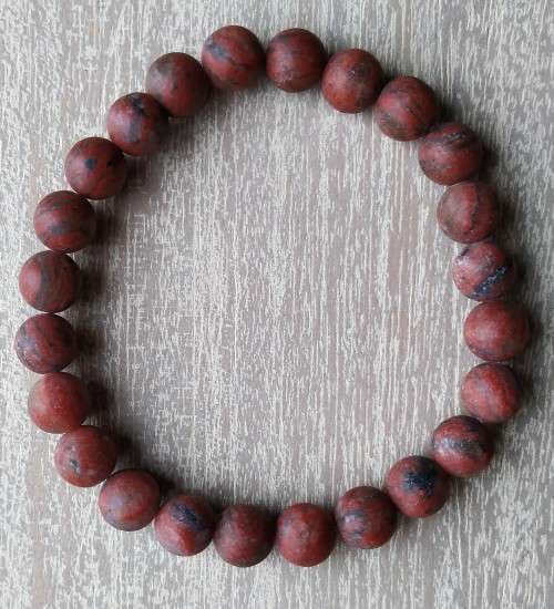 Matt Red Sesame Jasper Gemstone Bracelet - 8mm