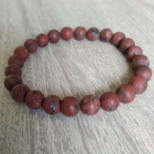 Matt Red Sesame Jasper Gemstone Bracelet - 8mm