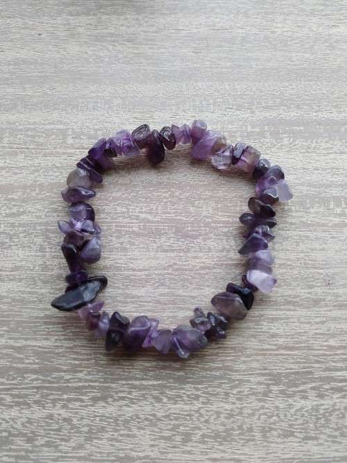 Amythest Chip Beaded Bracelet - 5-8mm