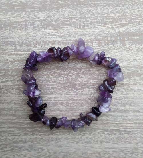 Amythest Chip Beaded Bracelet - 5-8mm