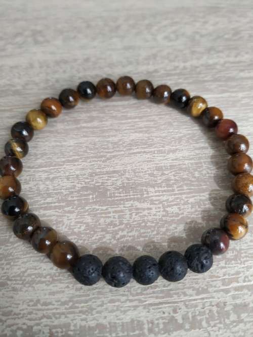 Tiger`s Eye and Lava Rock Bracelet - 6mm