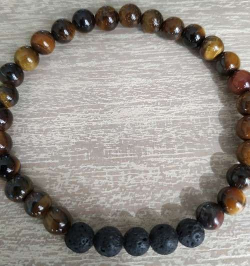 Tiger`s Eye and Lava Rock Bracelet - 6mm