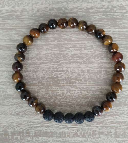 Tiger`s Eye and Lava Rock Bracelet - 6mm