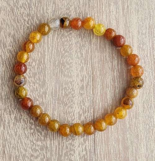 Natural Crackle Agate Stone Bracelet - 6mm
