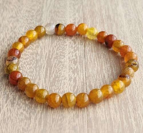 Natural Crackle Agate Stone Bracelet - 6mm