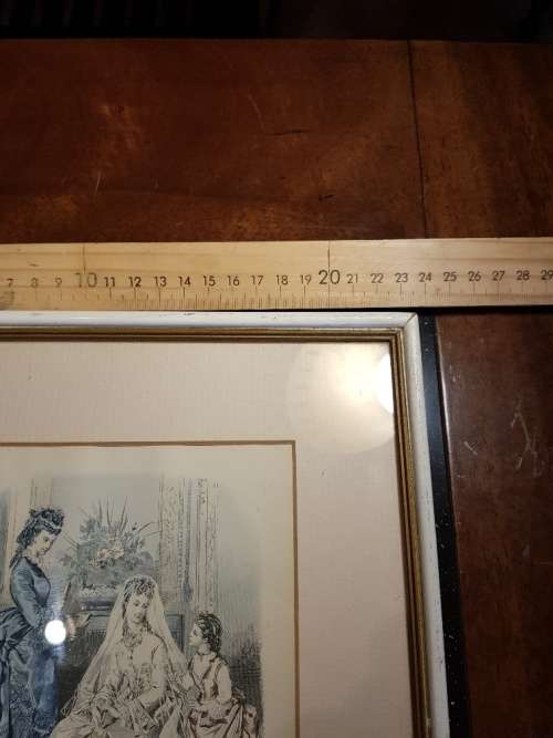Vintage La Mode Illustree Framed Copy of 1872 French Magazine