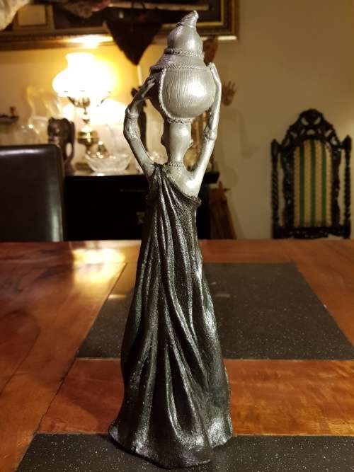 Large Cold Cast Pewter African Lady Figurine 30 cm