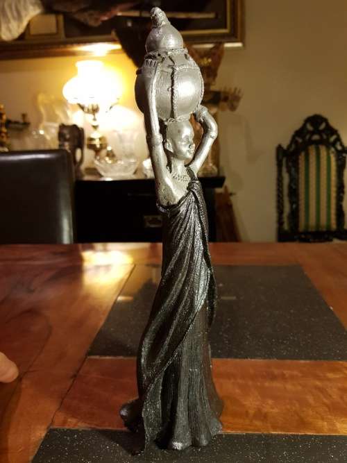 Large Cold Cast Pewter African Lady Figurine 30 cm