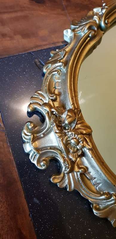 Vintage Ornate Framed Oval Mirror 70 cm X 45 cm