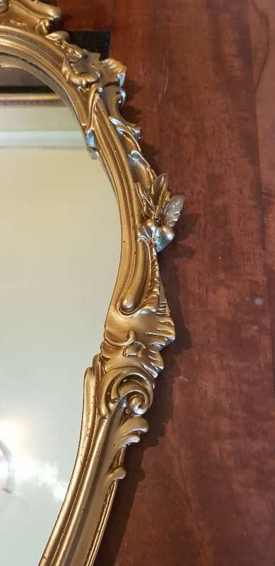 Vintage Ornate Framed Oval Mirror 70 cm X 45 cm