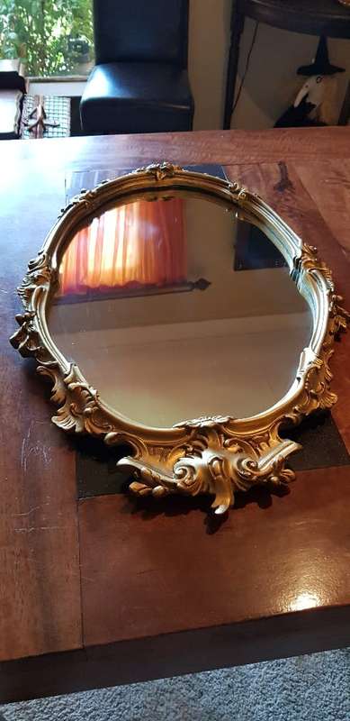 Vintage Ornate Framed Oval Mirror 70 cm X 45 cm