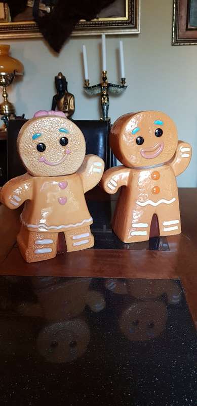Beautiful Large Gingerbread Couple Cookie  Jars