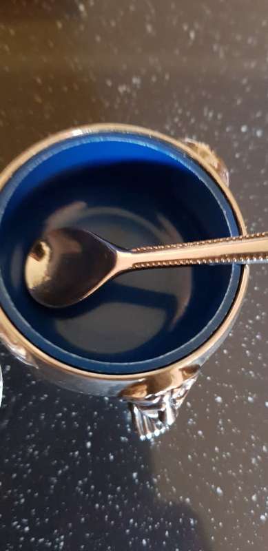 Sliver Mustard Pot plus serving spoon 5 cm Tall