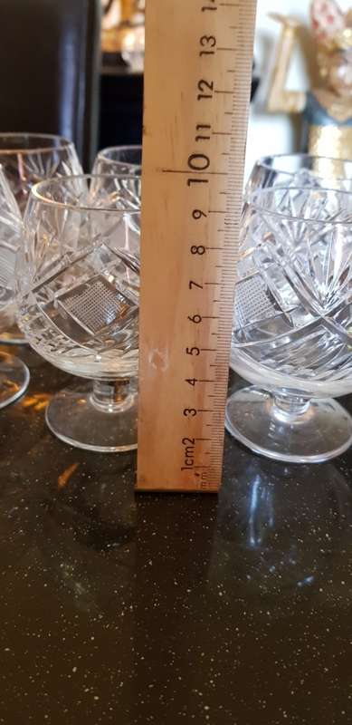Set of 6 Fine Cut Crystal Sherry Glasses.