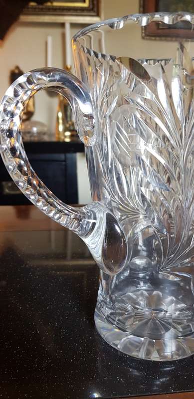 Beautiful Large Rose Cut Crystal Pitcher