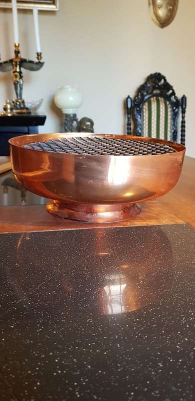 Large Rhodesian Copper Bowl with Mesh