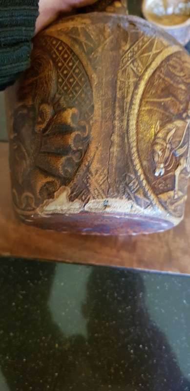 Vintage Jeype Goat Leather Strapped Bottle Featuring Don Qui-jote