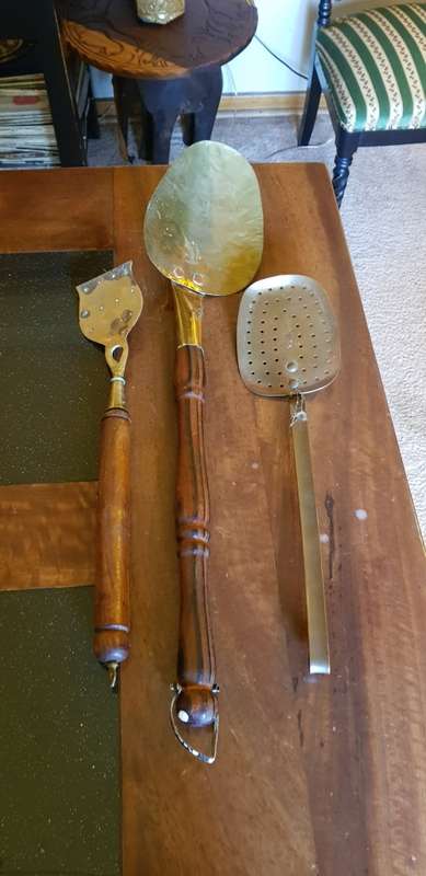 Brass and Wood Fire Place Tool Set