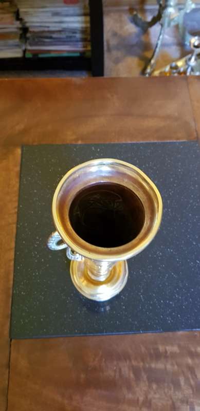 Antique Brass Vase, damaged and repaired