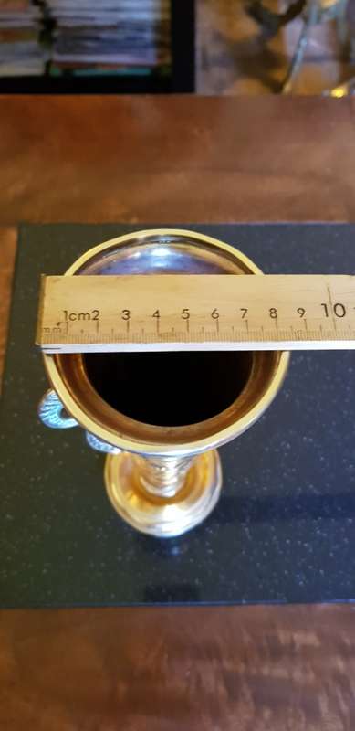 Antique Brass Vase, damaged and repaired