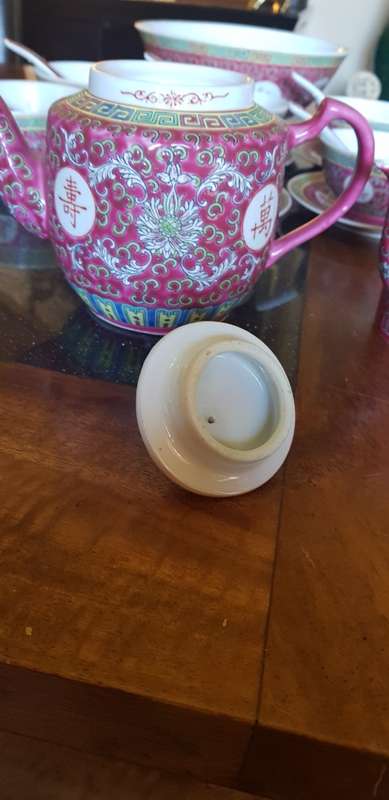 Vintage Mun Shao Porcelain Tea Pot Plus Serving Bowl and more