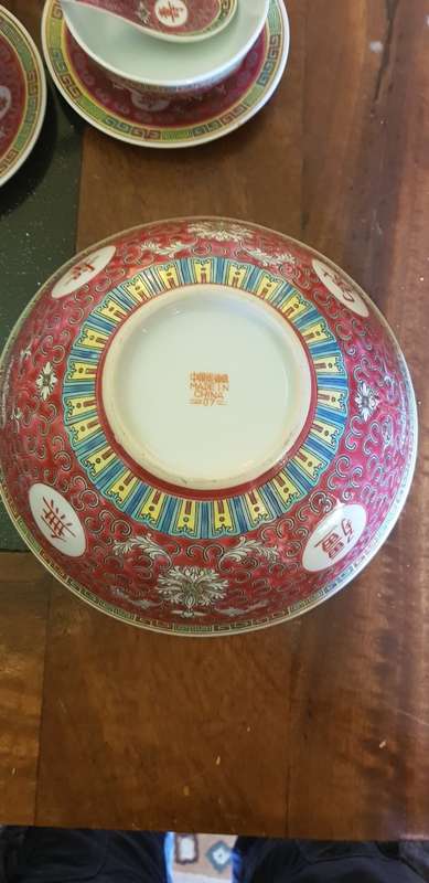 Vintage Mun Shao Porcelain Tea Pot Plus Serving Bowl and more