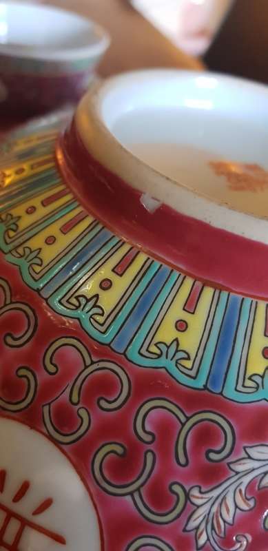 Vintage Mun Shao Porcelain Tea Pot Plus Serving Bowl and more