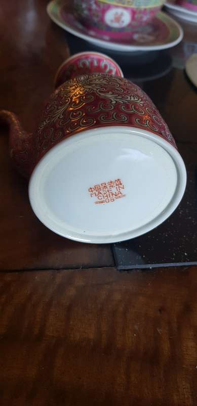 Vintage Mun Shao Porcelain Tea Pot Plus Serving Bowl and more