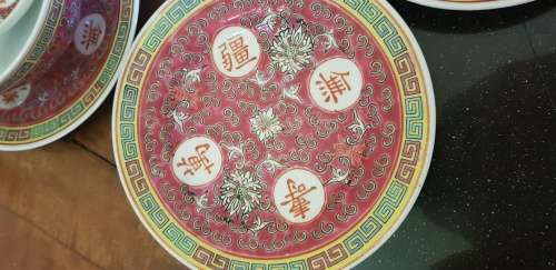 Vintage Mun Shao Porcelain Tea Pot Plus Serving Bowl and more