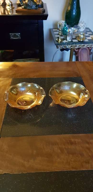 2 X Vintage Carnival Glass Bowls