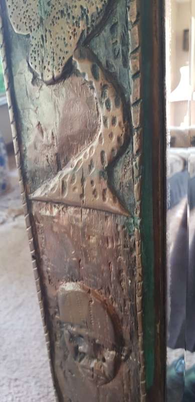 Large Ornate Hand Carved Wooden Mirror. African Theme