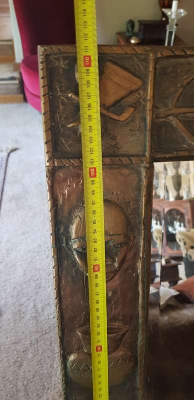 Large Ornate Hand Carved Wooden Mirror. African Theme