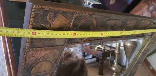 Large Ornate Hand Carved Wooden Mirror. African Theme