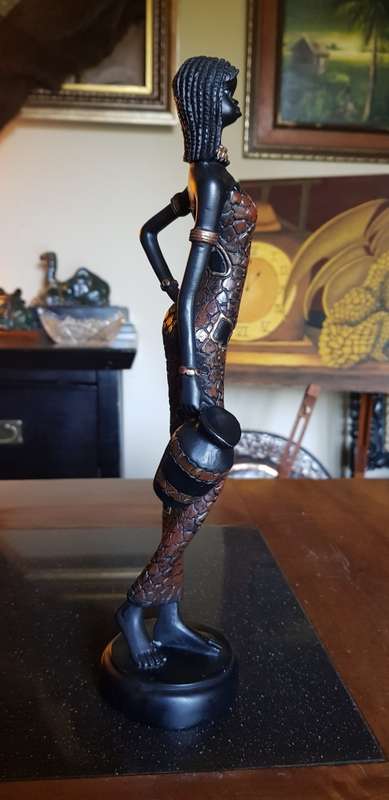 Beautiful Tall  Hand Painted African Tribal Art Figurine 31.5 cm Marked KWC