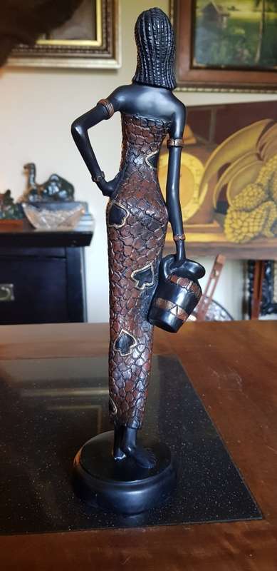 Beautiful Tall  Hand Painted African Tribal Art Figurine 31.5 cm Marked KWC